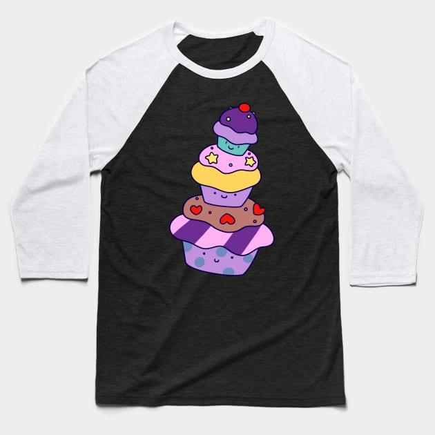 Cupcake Stack Baseball T-Shirt by saradaboru